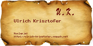 Ulrich Krisztofer névjegykártya